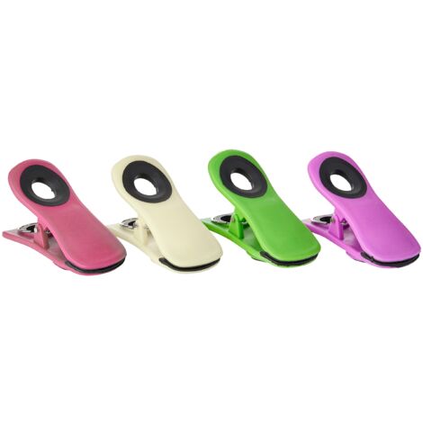 KitchenCraft Clip magnetiche per sacchetti e memo, plastica, colori assortiti, set da 4