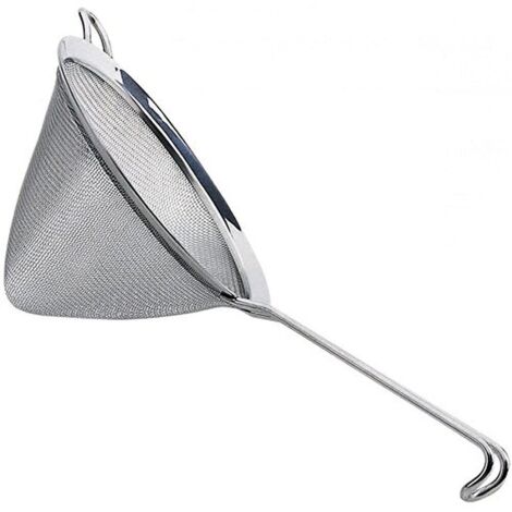 KitchenCraft Colino a forma di cono of con rete per setacciare puree e brodi, acciaio inox, 18 cm - Argento