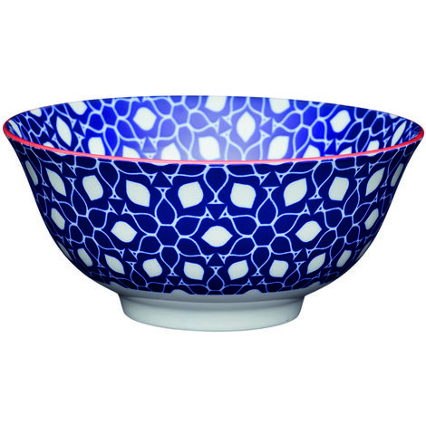 KitchenCraft ECMKCBOWL26SET - Set de Schalen de aus Keramik mit dekorativem, geometrischem Blumenmuster, Steingut.