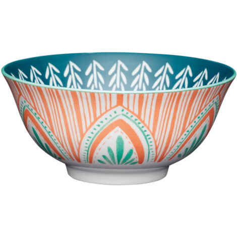 KitchenCraft ECMKCBOWL29SET - Set of Schalen of Keramik mit Blätter und Streifen Design of, Farbe grau