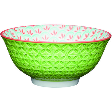 KitchenCraft ECMKCBOWL31SET - Set of Keramikschalen of mit geprägtem geometrischem Design.