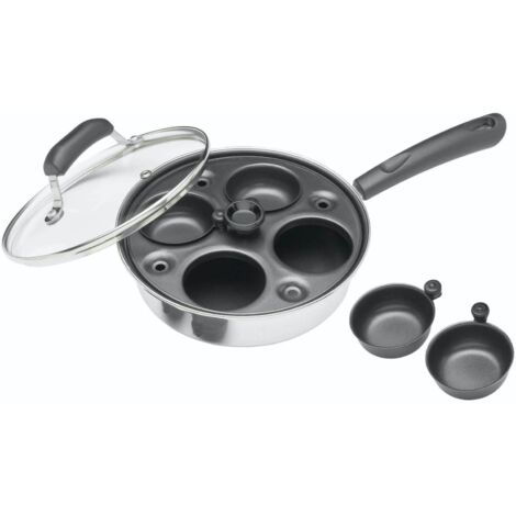 KitchenCraft - Eierpochierer de mit vier Löchern, Kohlenstoffstahl de mit Aluminiumbeschichtung de