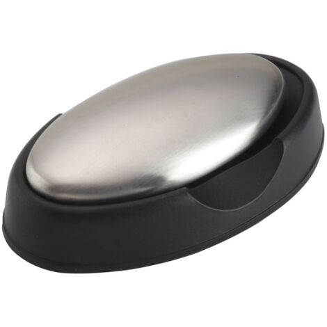 KitchenCraft Finger Fresh Saponetta in Acciaio Inox, Argento/Nero, 10 cm x 5 cm