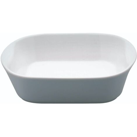 KitchenCraft Fuente de Cerámica para Cocinar al Horno, Apta para Microondas y Congelador, 21 x 19 cm - Blanco