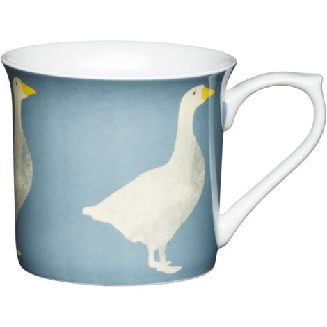 KitchenCraft ‘Goose’ Taza de Porcelana de Café o Té con Decoración de Gansos y Base Aptas para Microondas y Lavavajillas, 300 ml