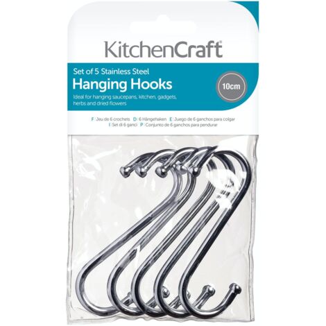 KitchenCraft Haken de verchromt Metall geformt de S für hängende Utensilien in der Küche, Größe groß (10 cm), Paket de 5 Stück.