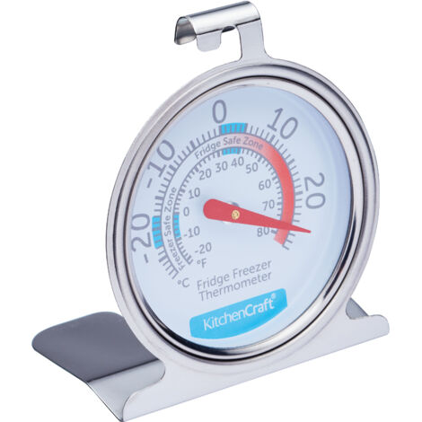 KitchenCraft Kühl- und Gefrierschrankthermometer mit Anleitung ofMinimal- und Maximaltemperatur, Edelstahl