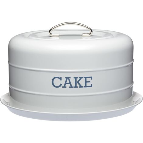 KitchenCraft Living Nostalgia Cake Tin Storage, Contenitore ermetico per torte / Cupola per torte, 28,5 x 18 cm - Grigio francese