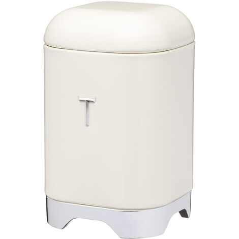 KitchenCraft Lovello Box de Tea Storage de Carbon Steel, 11 x 11 x 19 cm - Cream