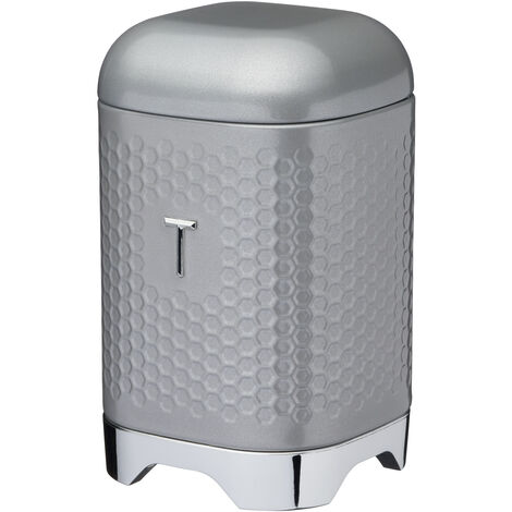 KitchenCraft Lovello Tea Storage Box de Carbon Steel, 11 x 11 x 19 cm - Grey