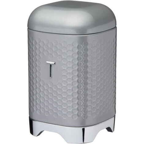 KitchenCraft Lovello Tee-Aufbewahrungsbox of Carbonstahl, 11 x 11 x 19 cm- Grau