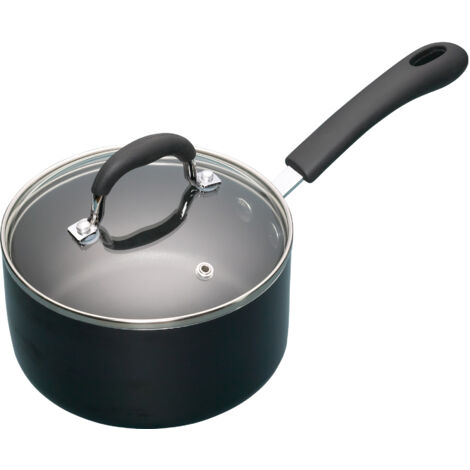 KitchenCraft MasterClass Antihaft-Kasserolle de emailliertes Aluminium de 16 cm, Stahl, Schwarz
