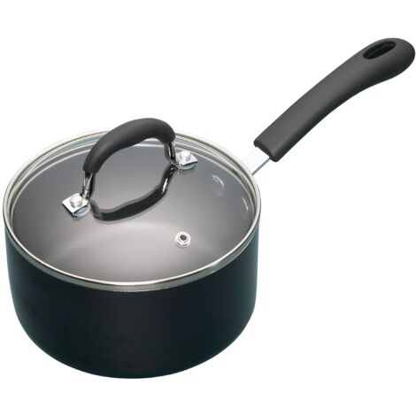 KitchenCraft MasterClass Casseruola antiaderente de Alluminio smaltato de 16 cm, Acciaio, Nero
