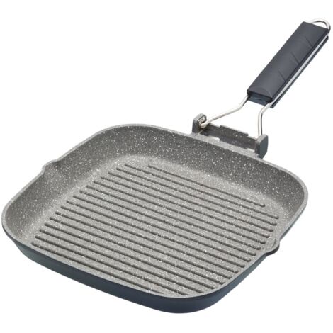 Kitchencraft Masterclass - Griddle de padella antiaderente a induzione con manico pieghevole, 20 cm (8 pollici), nero, alluminio, nero, 20 cm (8 pollici)