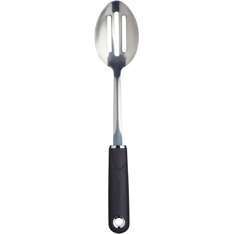 KitchenCraft MasterClass Löffelschaber de Edelstahl mit Rillen, Antihaftmaterial, 34 cm - Silber