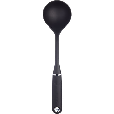 KitchenCraft MasterClass Nylon-Suppenlöffel, geeignet für Oberflächen mit Antihaft-Beschichtung, 34 cm - Schwarz