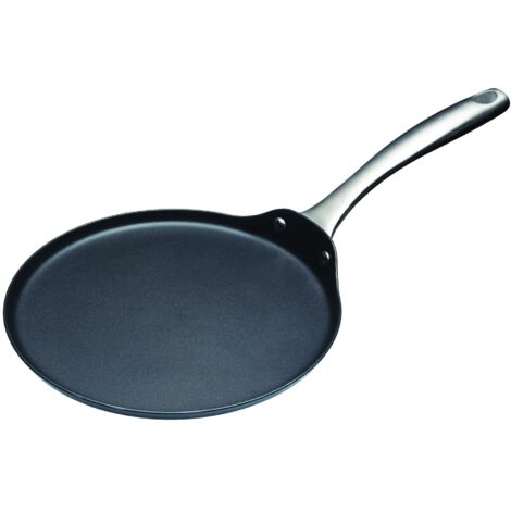 KitchenCraft MasterClass Padella per crepes antiaderente di acciaio al carbonio, 24 cm - Nero