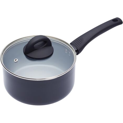 KitchenCraft MasterClass Pentola in ceramica antiaderente, adatta per fornelli a induzione, 18 cm - Nero
