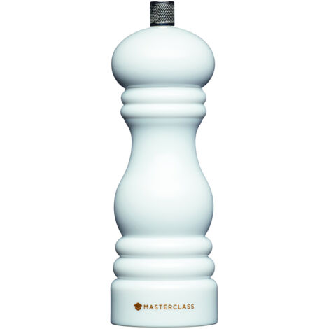 KitchenCraft MasterClass Pfeffer- und Salzmühle mit austauschbarem Deckel, Kunststoff, Weiß, 12 cm