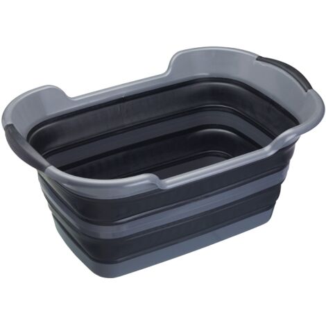 KitchenCraft MasterClass Smart Space - Cesto portabiancheria pieghevole (grande, 60,5 x 40 x 28 cm), nero e grigio