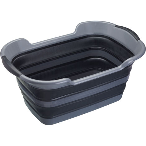 KitchenCraft MasterClass Smart Space - Faltbarer Wäschekorb (Großformat, 60,5 x 40 x 28 cm), schwarz und grau