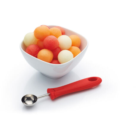 KitchenCraft Melonen- und Obstlöffel, Healthy Eating Soft-Grip, Rot, 17 cm