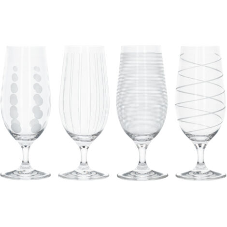 KitchenCraft Mikasa Set de 4 dekorative Glasbiergläser de, 460 ml - Silber Effekt