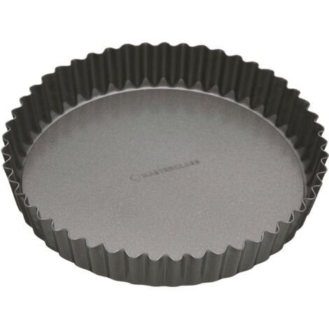 KitchenCraft Moule à quiche à fond rond, acier, noir, 25 cm