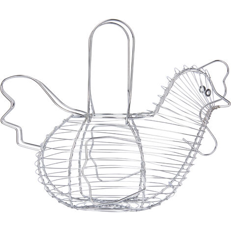 KitchenCraft Panier à œufs en métal en forme de poule, dimensions 32 x 16 cm, acier inoxydable - Argent