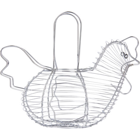 KitchenCraft Panier à œufs en métal en forme de poule, dimensions 32 x 16 cm, acier inoxydable - Argent