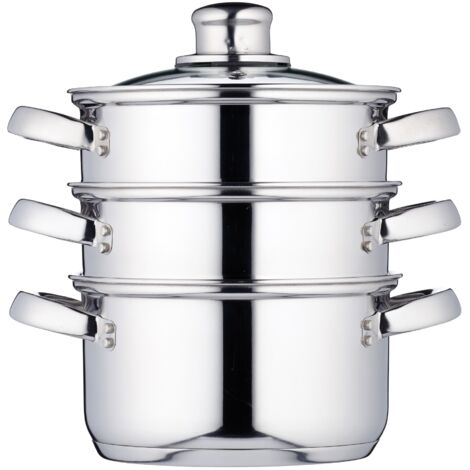 KitchenCraft - Piroscafo a vapore in acciaio inossidabile con 3 livelli, 16 cm