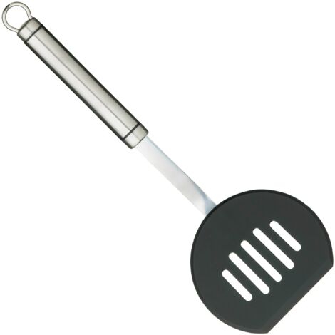 KitchenCraft Professional Paletta Forata in Acciaio Inox con Testa in Plastica Rotonda, 32 cm