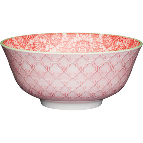 Kitchencraft Schalen mit Blumenmuster, 15,5 cm (6 ") (Set of 4), Keramik, rot/rosa, 15,5 x 15,5 x 7,5 cm (5,5 x 15,5 x 7,5 cm)