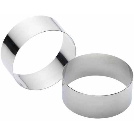 KitchenCraft Set de 2 kreisförmige Kochformen dede Edelstahl, 9 x 3,5 cm