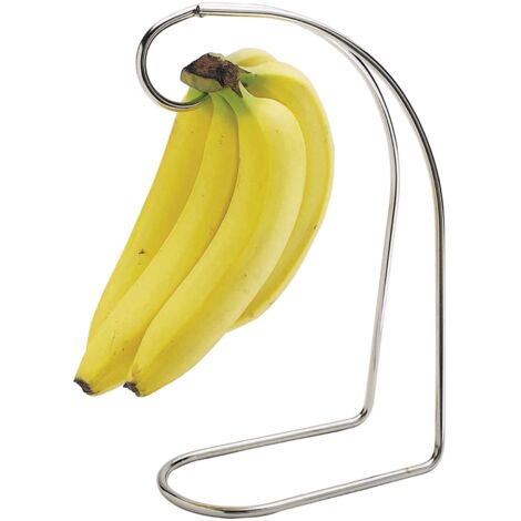 KitchenCraft Supporto Banana Cromato in Argento, Porta Banane Acciaio, 25 x 25 cm, Silver