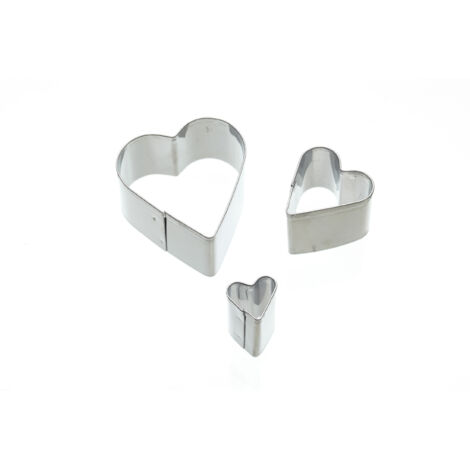 KitchenCraft Sweetly Does It Ausstecher de fondant, herzförmig de, Edelstahl, Set de 3, silber