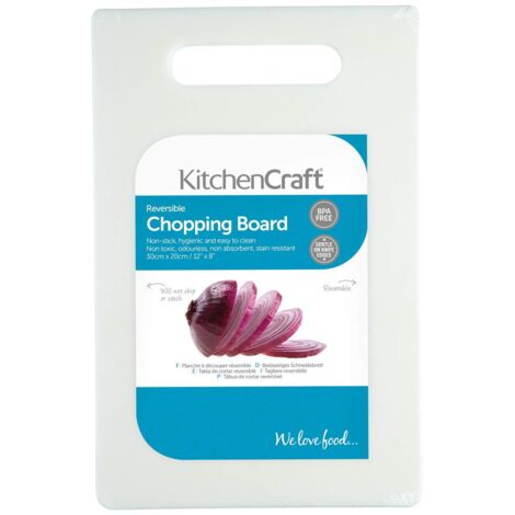 KitchenCraft Tagliere in Plastica Atossica, Dimensione Media, 30 x 20 cm – Colore Bianco