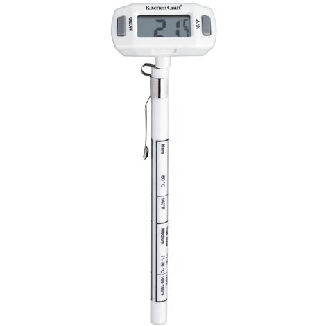KitchenCraft Termometro Digitale per Alimenti con Coperchio Protettivo, Adatto a misurare la temperatura di Carne, Pollame e Marmellata, Batteria Inclusa, Legge Temperature da -45 °C a 200 °C