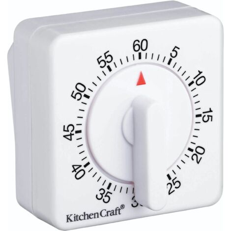KitchenCraft Timer da cucina a carica, 60 minuti, bianco