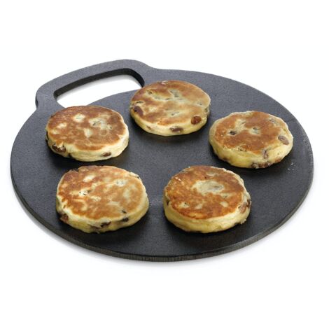 KitchenCraft Vassoio in Pietra da Forno, Antiaderente, per Forno o Piano Cottura, per Pizza, Pane, Pancake e altre Ricette in Scatola Regalo, Rotondo, Ghisa, 27cm x 6,5mm