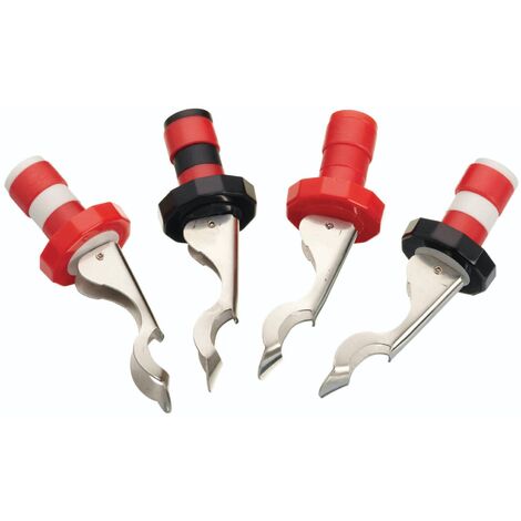 KitchenCraft Wiederverwendbare Weinstopfen mit integriertem Flaschenöffner, Set of 4 Weinstopfen, Edelstahl und Kunststoff - sortierte Farben