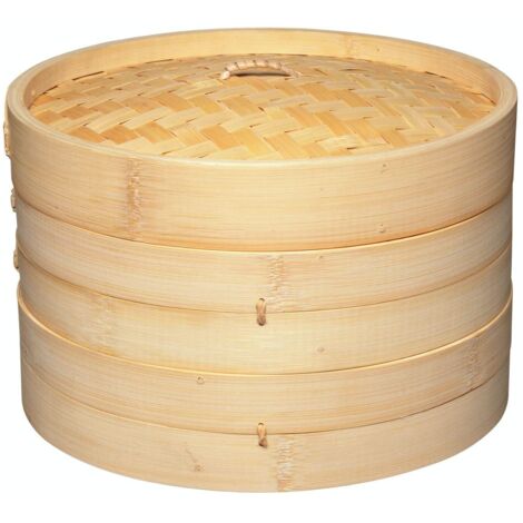 KitchenCraft World of Flavours Cestello per Cottura al Vapore / Vaporiera in Bambù a 2 Livelli, 25,5 cm