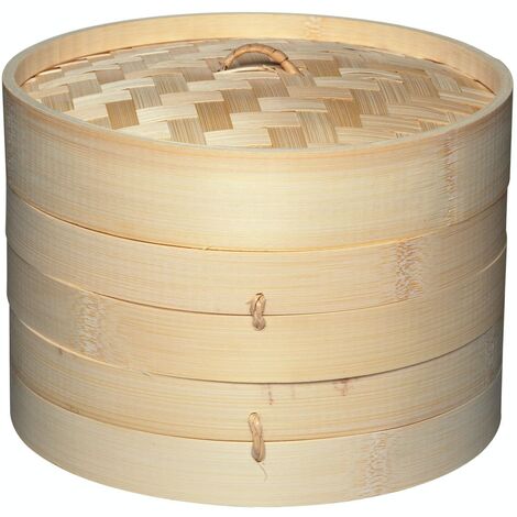 KitchenCraft : World of Flavours - Cuit-vapeur en bambou de 2 étages, beige, 20 cm