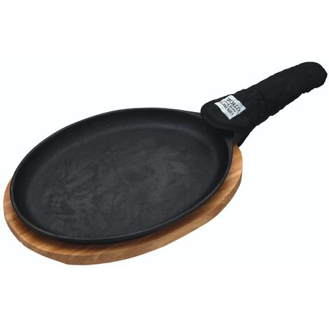 KitchenCraft: World of Flavours - Fajita Set mit gusseiserner Platte, gusseisernem Servierbrett, hölzernem Servierbrett und Griffhandschuhen, Geschenkbox, 41 x 19 x 5 cm
