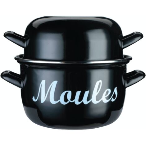 KitchenCraft World of Flavours Pentola Smaltata per Cozze, Formato Medio, 18 cm