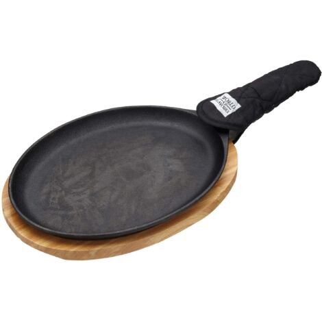KitchenCraft: World of Flavours - Set per fajita con piastra in ghisa, tagliere in ghisa, tagliere in legno e guanti con manico, confezione regalo, 41 x 19 x 5 cm