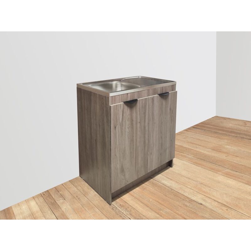 Kitchenette chene gris 80cm + plan evier inox