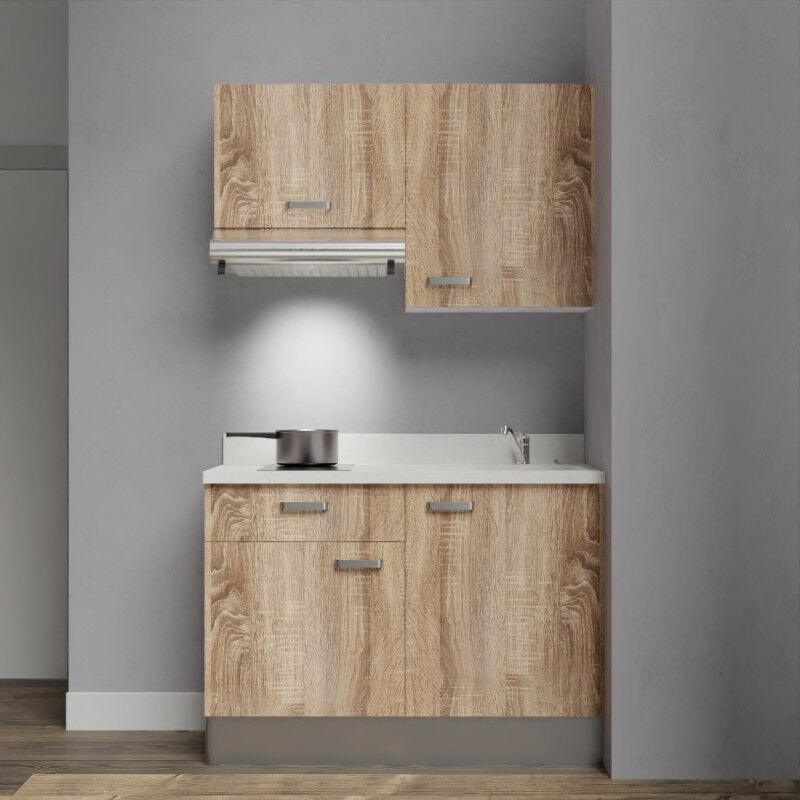 Kitchenette K03 - 120 cm avec rangements et hotte | SNOVA - BARDOLINO - Vasque à droite