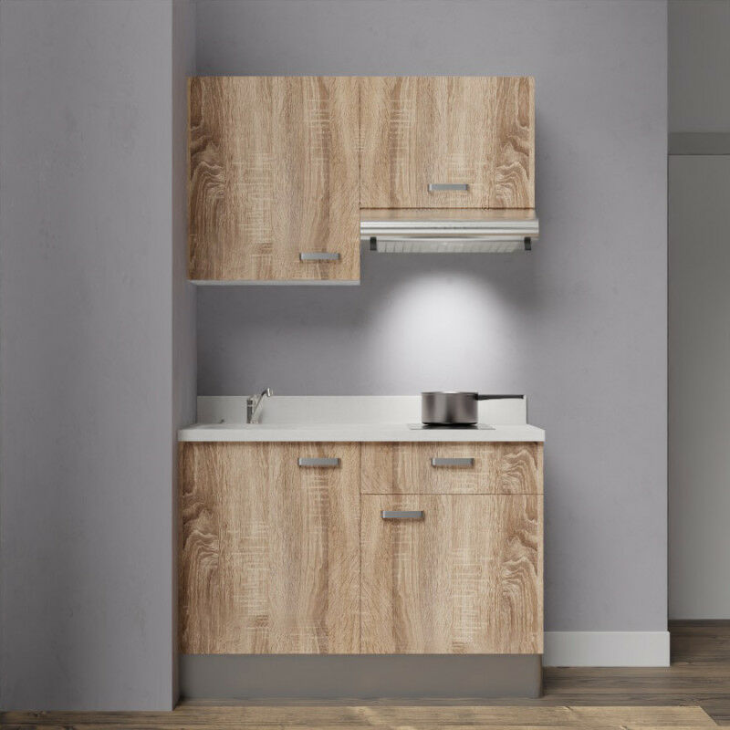 Kitchenette K03 - 120 cm avec rangements et hotte | SNOVA - BARDOLINO - Vasque à gauche