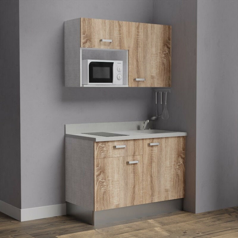 Kitchenette 120 - Kitchenette K06 - 120 cm avec emplacement micro-ondes | SNOVA - BARDOLINO - Vasque à droite